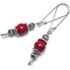 ThurColas Orecchini bohémien da donna in acciaio inox con pietre naturali e cerchi decorativi (Rosso)
