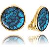Dragon Porter Orecchini a Clip - Orecchie Non Forate Piccolo Rotondo Confortevole Elegante; Gioielli per Donne (Stile 20 - Dipinto di Blu Scuro Oro)