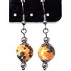 ThurColas Orecchini donna in acciaio inox con perle multicolore in pietre naturali - design essenziale ed elegante (Arancione e nero)
