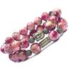 Generic Bracciale doppio giro con perle di giada bianca tinta e ciondolo Buddha - gioiello boho artigianale (Rosso)