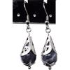 ThurColas Orecchini donna in acciaio inox con perle multicolore in pietre naturali e cono filigranato - design elegante (Nero e bianco)