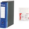 Esselte G75 Essentials Registratore - Formato Protocollo, Dorso 8 Cm, Confezione Da 6 Pezzi + Buste Perforate Standard 50 Pezzi Formato A4, Blu
