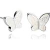 Dragon Porter Orecchini a Bottone Piccolo Lusso; Gioielli per Donne (Stile 33 - Farfalla Scintillante Bianco Argento)