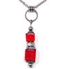 Handmade Collana donna in acciaio inox con pendente in vetro colorato e strass - stile elegante - fatta a mano in Francia