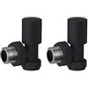 N/A Noir, valvole ad angolo per termosifone, colore nero opaco, rotonde, 15 mm, confezione da 2