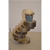 Generic Portacandele naturale in legno vintage realizzato con fette di tronco beige nero candelabro porta candele con candela portacandela design retro'