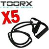 TOORX Set Maxi Risparmio con 5 tubi elastici neri con maniglie, resistenza strong, lunghezza 120 cm