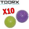 TOORX Kit Super Risparmio con 10 Coppie di Sfere per Massaggio - Kit Toorx con 10 palle verde lime da 75mm e 10 viola da 90 mm