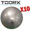 TOORX Kit Risparmio Toorx con 10 Palle da Ginnastica Professionali Antiscoppio Grigio, Diametro 65 cm - Carico Max 500 kg