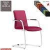 Elleci Office SORI Poltroncina attesa sedile e schienale imbottiti telaio a slitta verniciato bianco rivestimento TESSUTO MINI class 1 IM