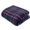 Sleepdown Lussuosa coperta in pile di flanella con stampa a quadri blu navy, super morbida e calda e accogliente, con retro sherpa - 150 cm x 200 cm