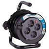 Electraline 49031 - Avvolgicavo H05VV-F 3G1,5, 15 m, IP20 per interni/cavi con 4 prese Schuko/scatola per cavi con cavo di prolunga/avvolgitore con manovella, colore: Nero