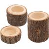 iTYOOS Portacandele in legno di pino naturale,Portacandele in legno di pino naturale,Portacandele a tronco per soggiorno ufficio studio camera da letto,decorazione di nozze(tre pezzi suit)