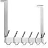 MEIJO Appendiabiti Da Porta, Ganci Porta In Acciaio Inox Con 6 Ganci, Attaccapanni Da Porta Per Cucina Ufficio Bagno (Argento, spessore 4,5 cm)