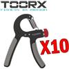 TOORX KIT MAXI RISPARMIO TOORX con 10 Hand grip a tensione regolabile, pezzo singolo - Colore nero-grigio-cromo-rosso