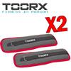 TOORX KIT RISPARMIO TOORX con 2 Coppie di polsiere/cavigliere appesantite 2 x 2 kg, totale 4 kg, colore nero-rosso