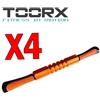 TOORX KIT MAXI RISPARMIO con 4 Rulli per massaggio con impugnature, colore arancio - Dimensioni 53 cm x Ø 4,5 cm