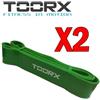 TOORX PROFESSIONAL LINE KIT RISPARMIO con 2 Power Band elastico di resistenza ad anello strong, colore verde - Dimensioni 2080 x 4,5 x 45 mm