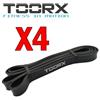 TOORX PROFESSIONAL LINE KIT MAXI RISPARMIO TOORX con 4 Power Band elastico di resistenza ad anello, colore nero