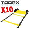 TOORX PROFESSIONAL LINE Kit Maxi Risparmio con 10 Scalette Veloci da 4,50 m con 9 Pioli e Sacca - Allenamento Agilità, Velocità e Coordinazione