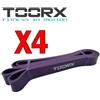 TOORX PROFESSIONAL LINE KIT MAXI RISPARMIO TOORX con 4 Power Band elastico di resistenza ad anello, colore viola - Dimensioni 2080 x 4,5 x 29 mm