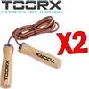 TOORX KIT RISPARMIO TOORX con 2 Corde da salto in pelle manopole in legno, colore cuoio-legno
