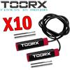 TOORX Kit Risparmio Toorx con 10 Corde da Salto in PVC con Pesi Estraibili (2x250 gr) - Allenamento Cardio e Tonificazione