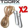 TOORX KIT RISPARMIO TOORX con 2 Corde da salto in pelle professionale con manopole heavy in acciaio cromato