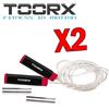 TOORX Kit 2 Corde da Salto Veloce Professionale in Acciaio - Pesi Estraibili e Impugnatura Soft Touch
