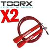 TOORX PROFESSIONAL LINE KIT RISPARMIO TOORX con 2 Corde da salto veloce in acciaio con manopole in plastica rosse, lunghezza regolabile