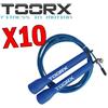 TOORX PROFESSIONAL LINE KIT MAXI RISPARMIO TOORX con 10 Corde da salto veloce in acciaio con manopole in plastica azzurre, lunghezza regolabile