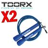 TOORX PROFESSIONAL LINE KIT RISPARMIO TOORX con 2 Corde da salto veloce in acciaio con manopole in plastica azzurre, lunghezza regolabile