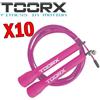 TOORX PROFESSIONAL LINE KIT MAXI RISPARMIO TOORX con 10 Corde da salto veloce in acciaio con manopole in plastica fucsia, lunghezza regolabile