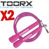 TOORX PROFESSIONAL LINE KIT RISPARMIO TOORX con 2 Corde da salto veloce in acciaio con manopole in plastica fucsia, lunghezza regolabile
