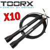 TOORX PROFESSIONAL LINE KIT MAXI RISPARMIO TOORX con 10 Corde da salto veloce in acciaio con manopole in plastica nere, lunghezza regolabile