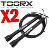 TOORX PROFESSIONAL LINE KIT RISPARMIO TOORX con 2 Corde da salto veloce in acciaio con manopole in plastica nere, lunghezza regolabile