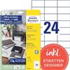 Avery Zweckform 6173 - Etichette universali A4, carta opaca, 600 etichette, 70 x 37 mm) bianco 240 etichette 10 Blatt