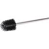 Wenko - Spazzola di ricambio con testina in silicone, spazzola per WC con testina sostituibile, effetto antiaderente, con manico in acciaio inox lucido, Ø 8 x 35 cm, colore: Argento/Nero
