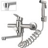 Hausharbor Rubinetto per Cucina a Muro, Rubinetto da Muro con Doccetta, Miscelatore Caldo e Freddo Girevole a 360°, Tubo Rotante 23cm, Acciaio Inossidabile Spazzolato
