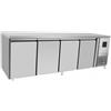 Ristoattrezzature Modello: 6184,Tavolo frigo refrigerato a basso consumo energetico in acciaio inox 4 porte classe A -2 +8 °C 2230x700x850 h mm