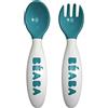 Béaba Beaba - Set da 2 posate ergonomiche, 2ª fascia di età, azzurro