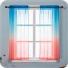 GIRASOLE HOME Coppia Tende Voile Semi Trasparenti Colore Sfumato Blu e Rosso Tenda per Soggiorno Camera Cameretta Cucina e Interni 2 Pannelli con Tasca 70x138cm