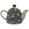 DRW Teiera in Ceramica da 350 ml con Filtro in Acciaio Inox in Bianco e Nero 17,5 x 10,5 x 12 cm