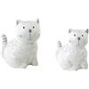 DRW Set 2 gatti bianchi seduta ceramica 13x8,50x16 cm e 10x7,50x12,50 cm