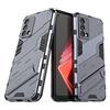 GIOPUEY Cover Compatibile con Realme GT Master Edition, [Doppia Protezione] Morbido TPU & Ditta PC con Staffa, Antiurto Protettiva Custodia, Protector Fotocamera - Grigio