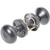 Aqbau Pomello per porta con rosetta, rotondo, in due pezzi, nero, maniglia rotonda per porte interne ed esterne, in alluminio verniciato a polvere, set completo di pomelli per porta con bulloni e viti