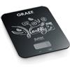 GRAEF. Bilancia da cucina digitale GRAEF KS202, nera, superficie in vetro facile da pulire, funzione di pesatura fino a 5 kg, funzione di tara intelligente