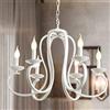 Ganeed Lampadario Vintage 6 Luci Bianco Sospensione | Lampadario Campagna Francese a Candela in Metallo per Tavolo da Pranzo Isola Cucina Soggiorno, Altezza Regolabile