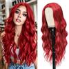 colorful panda ColorfulPanda Parrucca Donna Rosso Parrucche Cosplay Lunghe Parrucca Ondulata Resistente Calore Uso Quotidiano(Rosso)