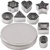 Newk Set di 24 formine per biscotti in acciaio inox, a forma di cuore, stella, fiore, forme geometriche assortite, mini formine per biscotti
